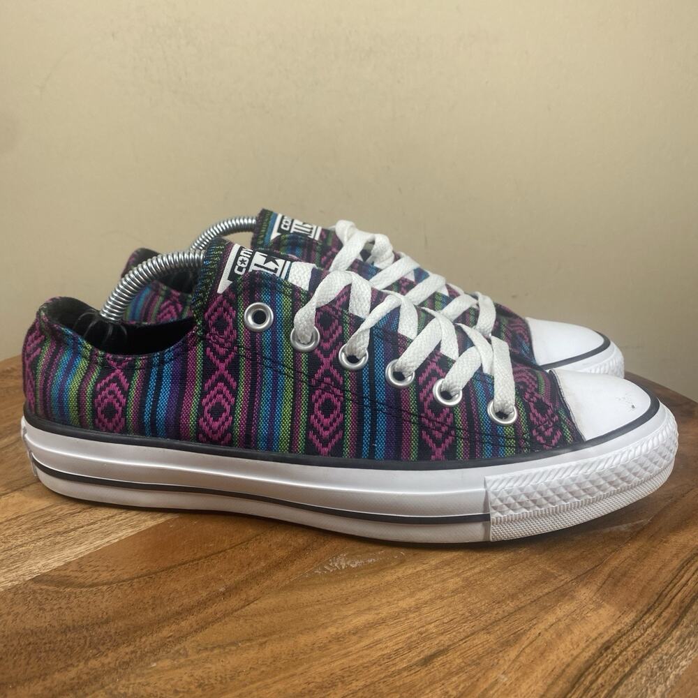 Converse All Star Womens Purple Green Size 7 Aztec Print Pattern Graphic Shoes